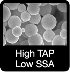 High tap, low SSA powder